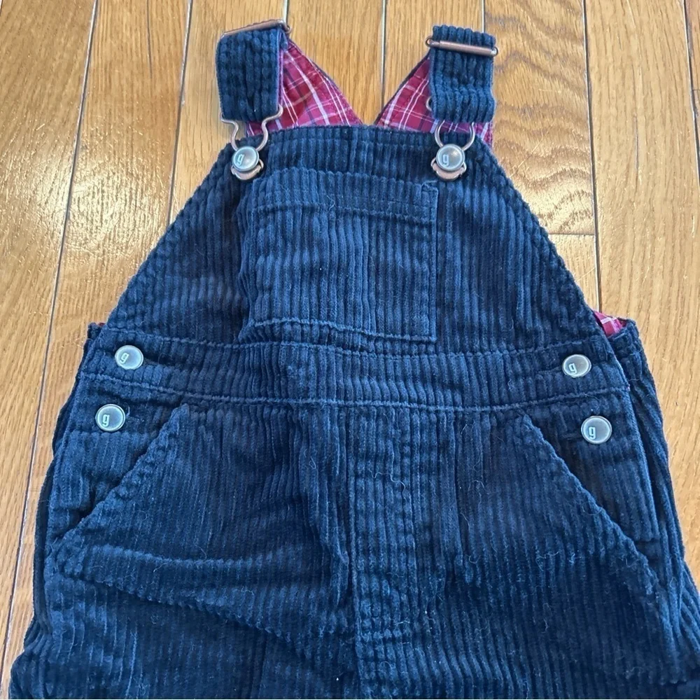 Vintage 2004 Gymboree Infant Boys 6-12 Months Black Corduroy Overalls